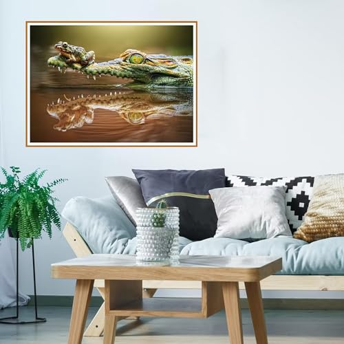 Frosch Diamond Painting Krokodil Diamant Painting Bilder,Diamond Painting Klein Size Erwachsene 5D runden Full Drill Cross Stickerei Malerei Kits Malen nach Zahlen,Deko wohnzimmer Wand 30x40cm WO-3174 von Weoqion