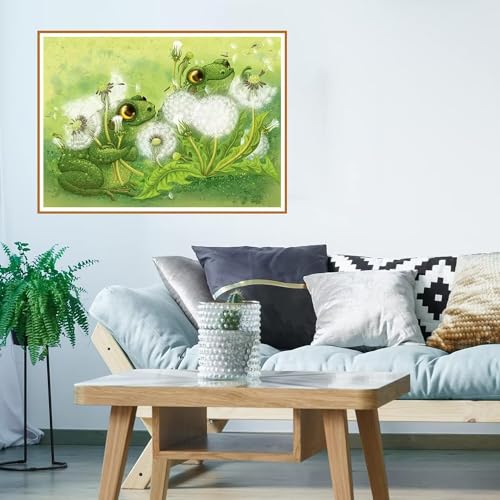 Frosch Diamond Painting Löwenzahn Diamant Painting Bilder,Diamond Painting Klein Size Erwachsene 5D runden Full Drill Cross Stickerei Malerei Kits Malen nach Zahlen,Deko wohnzimmer Wand 30x40cm WO3184 von Weoqion