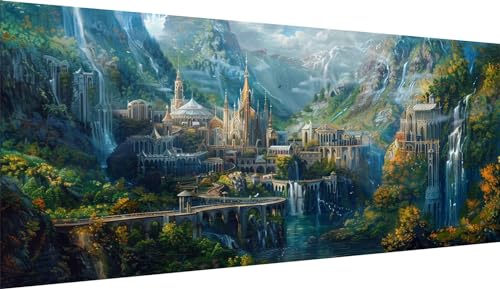 Landschaft Diamond Painting XXL 100x200cm,Diamant Painting Bilder Schloss Diamond Painting Erwachsene Mosaikherstellung,Full Eckige Steine Crystal Strass Stickerei Diamant kunst,Deko wohnzimmer WE1185 von Weoqion