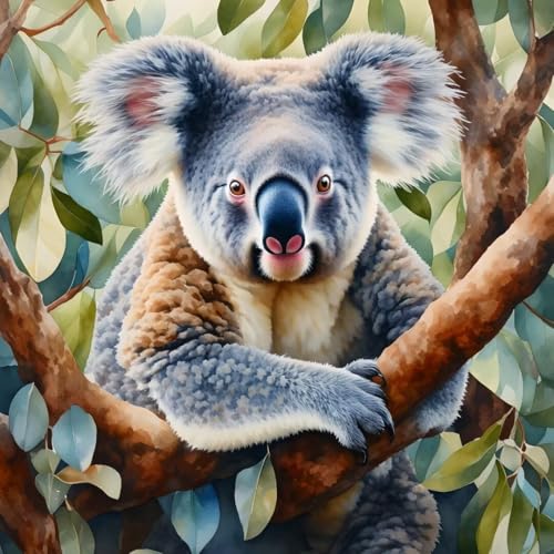 Malen nach Zahlen Erwachsene Baum Malen nach Zahlen Koala Malen Nach Zahlen Leinwand, DIY Handgemalt Ölgemälde Kit für Anfänger Mit Pinsels Und Acrylfarbe, Mädchen Geschenk, Room Decor 30x30cm W2-643 von Weoqion