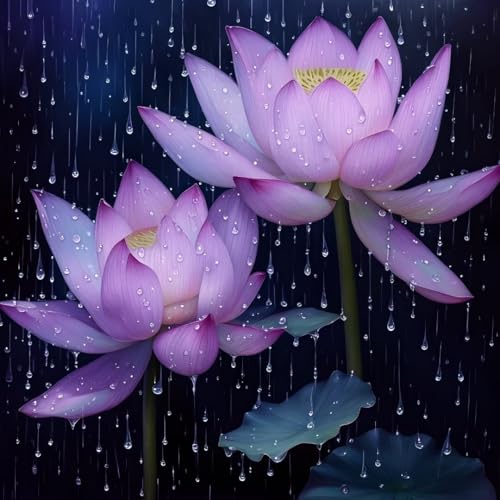 Malen nach Zahlen Erwachsene Lotus Malen nach Zahlen Wassertropfen Malen Nach Zahlen Leinwand, DIY Handgemalt Ölgemälde Kit Mit Pinsels Und Acrylfarbe, Mädchen Geschenk für Room Decor 30x30cm W2-645 von Weoqion