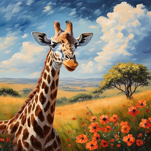 Malen nach Zahlen Erwachsene Tier Malen nach Zahlen Giraffe Malen Nach Zahlen Leinwand, DIY Handgemalt Ölgemälde Kit für Anfänger Mit Pinsels Und Acrylfarbe, Mädchen Geschenk,Room Decor 20x20cm W2-675 von Weoqion