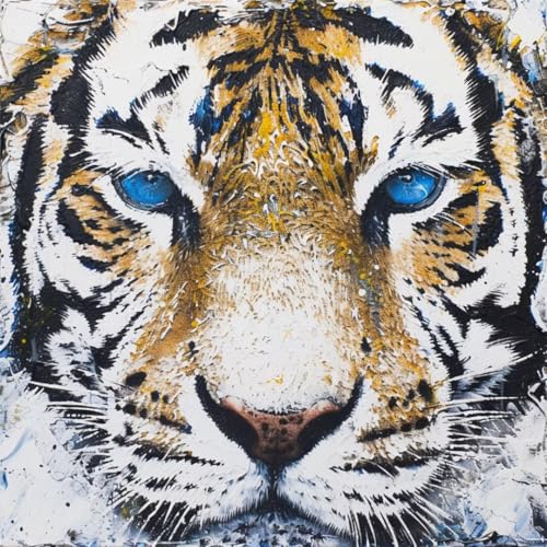 Malen nach Zahlen Erwachsene Tiger Malen nach Zahlen Tier Malen Nach Zahlen Leinwand, DIY Handgemalt Ölgemälde Kit für Anfänger Mit Pinsels Und Acrylfarbe, Mädchen Geschenk, Room Decor 70x70cm W2-217 von Weoqion