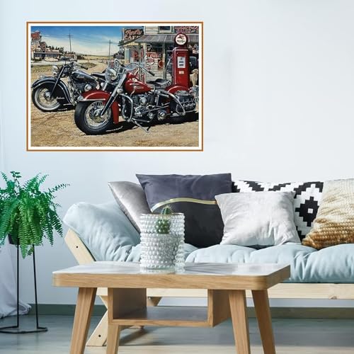 Motorrad Diamond Painting Landschaft Diamant Painting Bilder,Diamond Painting Klein Erwachsene 5D eckige Full Drill Cross Stickerei Malerei Kits Malen nach Zahlen, Deko wohnzimmer Wand 20x30cm WO-2823 von Weoqion