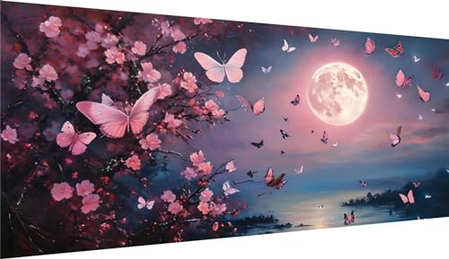 Schmetterling Diamond Painting XXL 100x220cm,Diamant Painting Bilder Mond Diamond Painting Erwachsene Mosaikherstellung,Full Runden Steine Crystal Strass Stickerei Diamant kunst,Deko wohnzimmer WE1853 von Weoqion