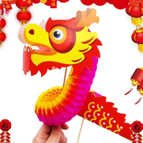 Weppduk Chinesischer Neujahrsdrachen, Mondneujahrs-Dekorationen - Tragbare chinesische 3D-Papier-Drachen-Girlande | Puppen-Set zum Selbermachen, Jahr des Drachen, Dekorationen für Silvesterpartys von Weppduk