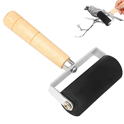 Weppduk Handwerkerwalze | Gummirolle für Druck mit Holzgriff, Professional Art Stamping Craft Tool Tintenapplikator in 3 Größen (1,38 Zoll, 2,36 Zoll, 4 Zoll) von Weppduk