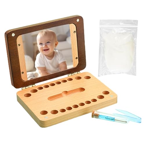 Weppduk Zahnbox für Kinder aus Holz, Aufbewahrungsbox für Kinderzähne, Aufbewahrungsbox aus Holz für Babyzähne | Aufbewahrungsbox für den ersten Zahn für und Mädchen von Weppduk