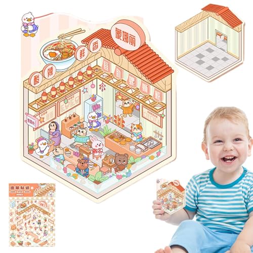 Weqizuerqi Hausaufkleber kreative Miniatur, Miniatur -Szenenaufkleber | 3D -Effekt -Laptop -Abziehbilder,Cartoon Landscaping Decals Szenen für Kinder Erwachsene, Scrapbooking Decoration Tool von Weqizuerqi