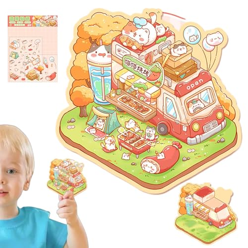 Weqizuerqi Machen Sie Ihre eigenen Hausaufkleber, machen Sie Ihre eigenen Szenenaufkleber,Dekorative Wandtattoos 3D -Effekt - Cartoon Landscaping Decals Szenen für Kinder Erwachsene, Scrapbooking von Weqizuerqi