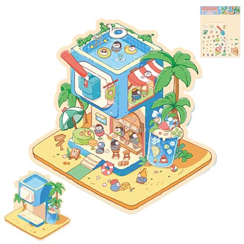 Weqizuerqi Miniatur -Szenenaufkleber, machen Sie Ihre eigenen Hausaufkleber | Dekorative Wandtattoos 3D -Effekt,Cartoon Landscaping Decals Szenen für Kinder Erwachsene, Scrapbooking Decoration Tool von Weqizuerqi