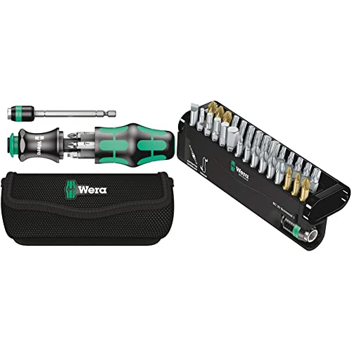 Wera Kraftform Kompakt 20 mit Tasche, 7-teilig, 05051021001 & Bit-Sortiment, Bit-Check 30 Universal 1, 30-teilig, 05056440001 von Wera