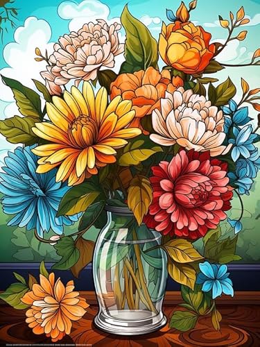 Wergund Diamond Painting Blume, Diamant Painting Bilder Anlage, DIY Cross Stickerei Malerei Kits,Wohnzimmer Schlafzimmer Büro Wand Und Eingang Dekoration（30x40cm）-63 von Wergund