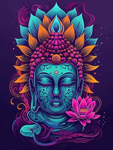 Wergund Diamond Painting Buddha, Diamant Painting Bilder Religion, DIY Cross Stickerei Malerei Kits,Wohnzimmer Schlafzimmer Büro Wand Und Eingang Dekoration 30x40cm-26 von Wergund