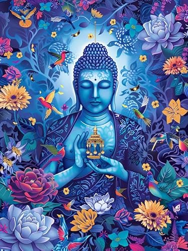 Wergund Diamond Painting Buddha, Diamant Painting Bilder Religion, DIY Cross Stickerei Malerei Kits,Wohnzimmer Schlafzimmer Büro Wand Und Eingang Dekoration 30x40cm-29 von Wergund