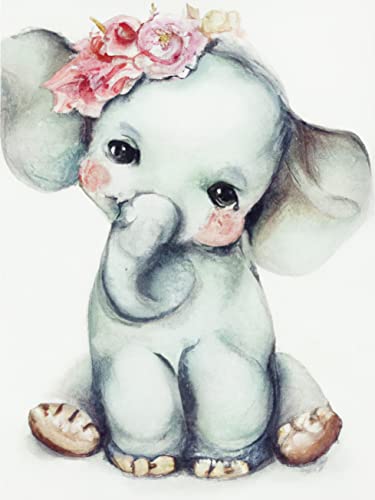 Wergund Diamond Painting Elefant, Diamant Painting Bilder Tier, DIY Cross Stickerei Malerei Kits,Wohnzimmer Schlafzimmer Büro Wand Und Eingang Dekoration-30x40cm von Wergund