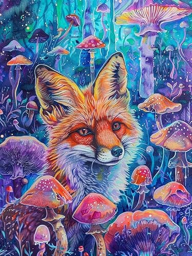 Wergund Diamond Painting Fuchs, Diamant Painting Bilder Tier, DIY Cross Stickerei Malerei Kits,Wohnzimmer Schlafzimmer Büro Wand Und Eingang Dekoration 30x40cm-18 von Wergund