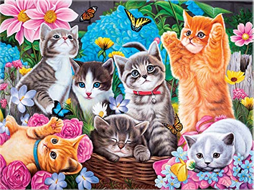 Wergund Diamond Painting Katze, Diamant Painting Bilder Tiere, DIY Cross Stickerei Malerei Kits,Wohnzimmer Schlafzimmer Büro Wand Und Eingang Dekoration-30x40cm… von Wergund