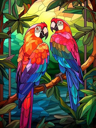 Wergund Diamond Painting Papagei, Diamant Painting Bilder Vogel, DIY Cross Stickerei Malerei Kits,Wohnzimmer Schlafzimmer Büro Wand Und Eingang Dekoration（30x40cm）-54 von Wergund