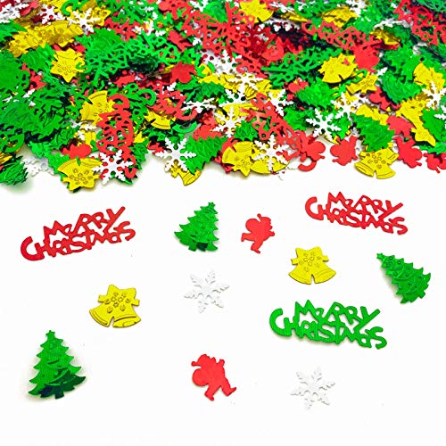 Weihnachts-Konfetti, Glitzerkonfetti-Streusel für Weihnachtsfeier, Tischdekoration, Winterwunderland, Weihnachtsmann, festliche Partyzubehör, Metallfolie, 45 g, 1100 Stück von Werich