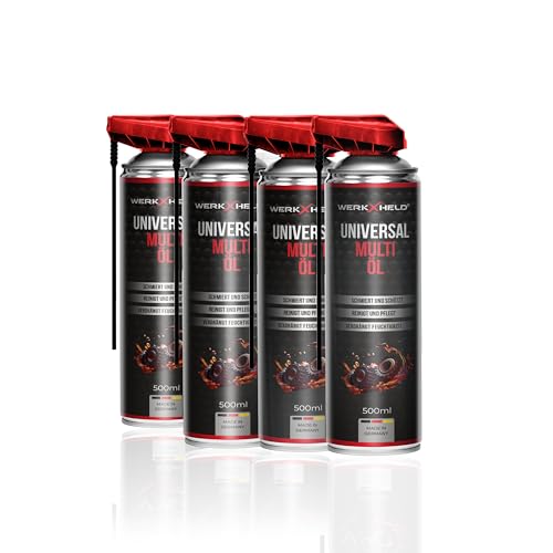 4x WerkXheld Multi-Spray Multiöl 500ml – Multifunktionsöl, Kriechöl & Rostlöser mit Korrosionsschutz. Hochwertiges Schmiermittel von WerkXheld