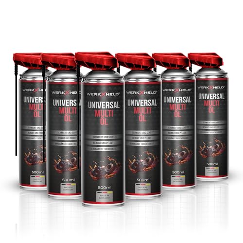 6x WerkXheld Multi-Spray Multiöl 500ml – Multifunktionsöl, Kriechöl & Rostlöser mit Korrosionsschutz. Hochwertiges Schmiermittel von WerkXheld