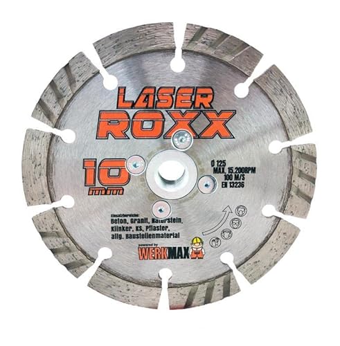 Werkmax Diamanttrennscheibe 125 mm Laser Roxx, Diamantscheibe universal, Beton, M14 Flansch für Bündigschnitt von Werkmax