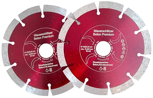 Mauerschlitz Premium Diamanttrennscheiben 140 mm für Mauernutfräsen 2 Stück von Werkmax