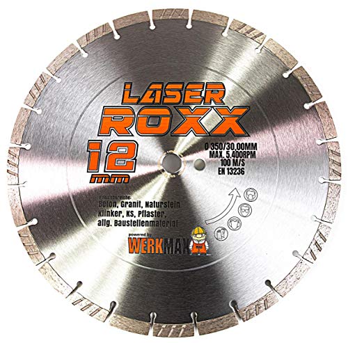 Werkmax Laser Roxx Diamantscheibe 350 x 30 mm. Ideal für Beton, Granit & mehr von Werkmax