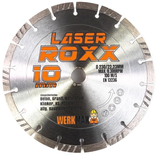 Werkmax Diamanttrennscheibe, Diamantscheibe Laser Roxx 230 mm, universal, Beton, Granit, Ziegel, Mauerwerk, Naturstein von Werkmax