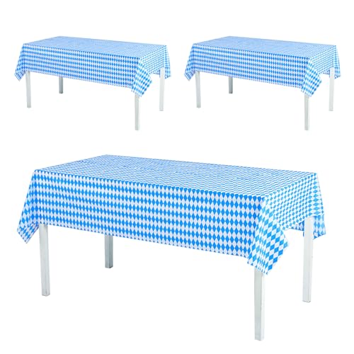 Werownsgso 3 Stück Oktoberfest Tischdecke Deko,137 x 274 cm Bayrisch Tischtuch, Blau Weiß Einweg-Tischdecke, Rechteckig Tischdecke Deko für Bierzelten Haushalt Bayern Feiern Bier Festival von Werownsgso