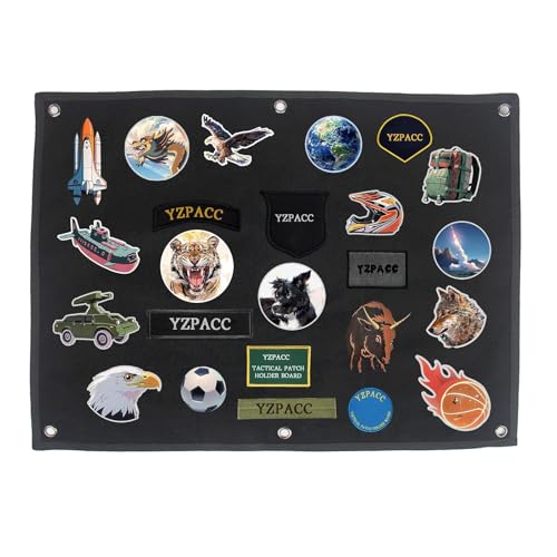 Werownsgso 60×45CM Klettwand, Schwarz Patch Wand, Klettwandfläche Patches, Taktische Patch-Display-Tafel mit Ösen, Faltbar Patchwand für Abzeichen Aufnäher Patches Klett von Werownsgso