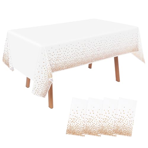 Werownsgso Pack von 4 Einmal Tischdecke, Tischdecke Rechteckig, wasserdichte Tischdecken Geeignet für Party, Picknick，Kindergeburtstag, Hochzeit, Weihnachte (4, Rose Gold, 137 * 274cm) von Werownsgso