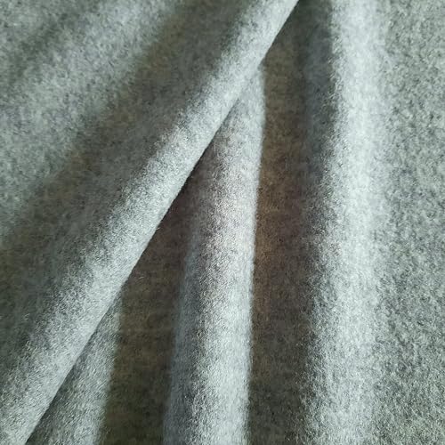 Stoff Meterware Wolle Walkloden 0,5 m hellgrau meliert grau gekochte Wolle Wollstoff Mantelstoff von Werthers Stoffe