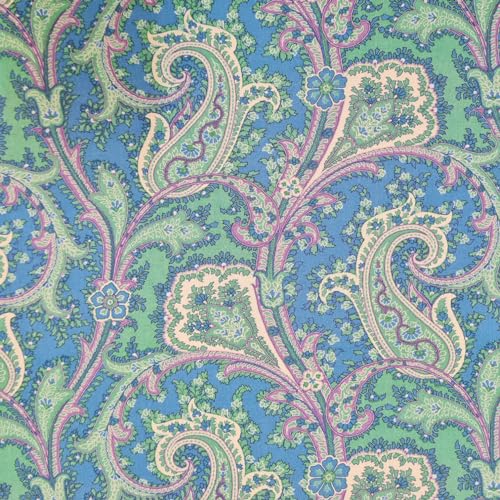 Stoff Meterware Viskose 0,5 m Paisley jade azurblau violett Kleiderstoff Blusenstoff Kleid Rock von Werthers Stoffe