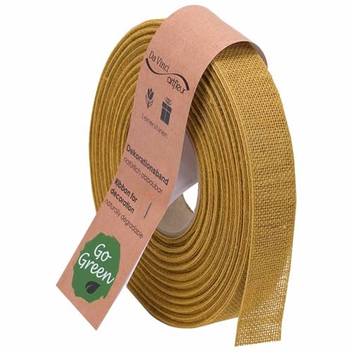 Leinenband natur Geschenkband Leinen gelb 25 mm x 20 m, 1 Rolle(n) von Wertpack