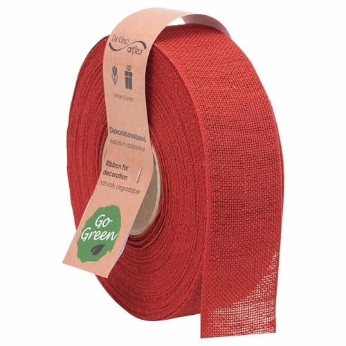 Leinenband natur Geschenkband Leinen rot 40 mm x 20 m, 1 Rolle(n) von Wertpack