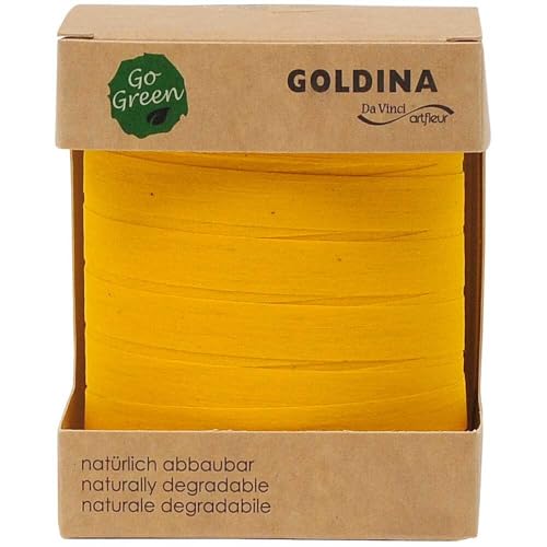 Baumwoll Ringelband Geschenkband gelb 10 mm x 100 m, 1 Rolle(n) von Wertpack