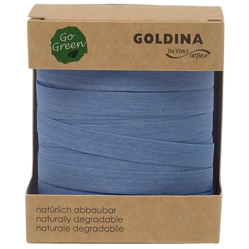 Baumwoll Ringelband Geschenkband hellblau 10 mm x 100 m, 1 Rolle(n) von Wertpack