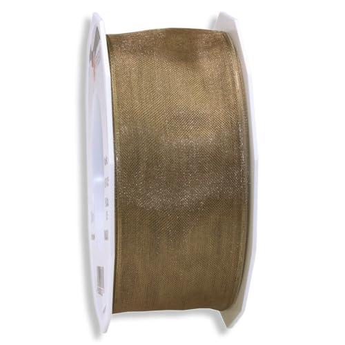 Geschenkband Organza, Drahtkante, Organzaband, Dekoband, Taupe, 40 mm x 25 m, 1 Rolle(n) von Wertpack