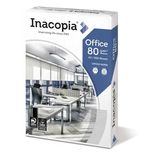 Kopierpapier inacopia office, A4, weiß, Zellstoff, gelocht, 80g/qm, 2500 Stück von Wertpack