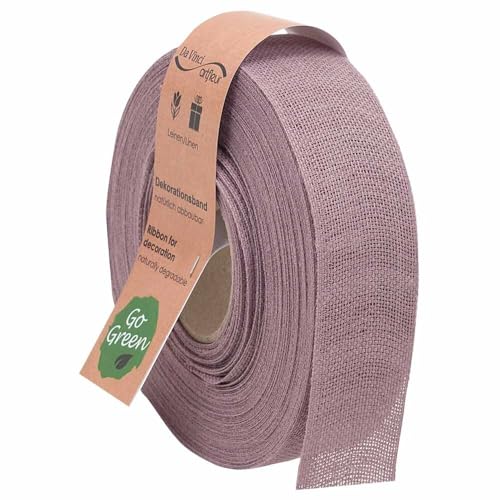 Leinenband natur Geschenkband Leinen altrosa 40 mm x 20 m, 1 Rolle(n) von Wertpack