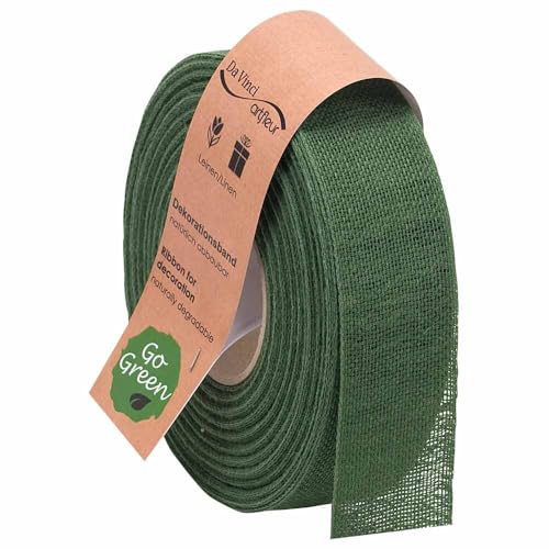 Leinenband natur Geschenkband Leinen dunkelgrün 40 mm x 20 m, 1 Rolle(n) von Wertpack