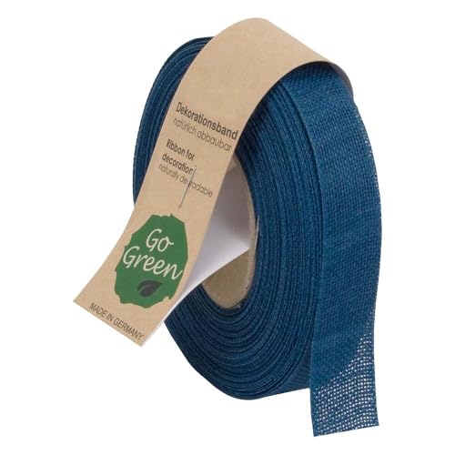 Leinenband natur Geschenkband Leinen indigo 25 mm x 20 m, 1 Rolle(n) von Wertpack