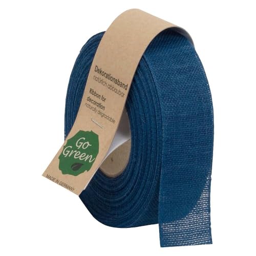 Leinenband natur Geschenkband Leinen indigo 40 mm x 20 m, 1 Rolle(n) von Wertpack