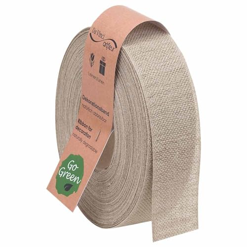 Leinenband natur Geschenkband Leinen natur 40 mm x 20 m, 1 Rolle(n) von Wertpack