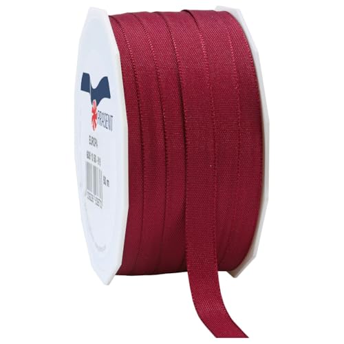 Taftband seidenmatt, Webkante, Dekoband, Geschenkband, Bordeaux 10 mm x 50 m, 1 Rolle(n) von Wertpack