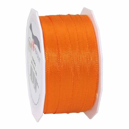 Taftband seidenmatt, Webkante, Dekoband, Geschenkband, Orange, 10 mm x 50 m, 1 Rolle(n) von Wertpack