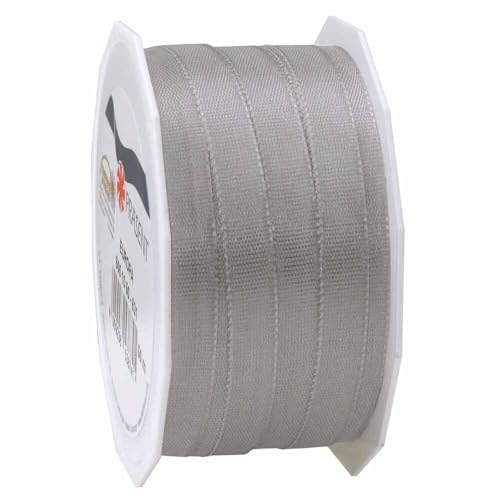 Taftband seidenmatt, Webkante, Dekoband, Geschenkband, Silber, 10 mm x 50 m, 1 Rolle(n) von Wertpack