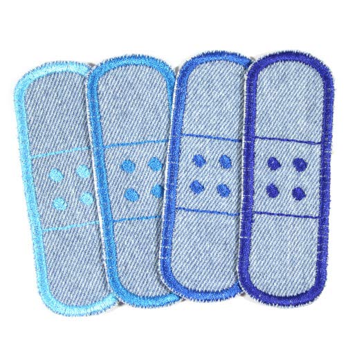 4 Bügelflicken Pflaster Jeans ca. 3 x 8,3cm Flicken hellblau Aufbügler kleine Hosenflicken zum aufbügeln von Wertstueck Flickli